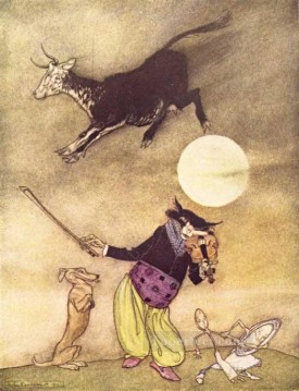 Mamá Ganso La Vaca Saltó Sobre la Luna ilustrador Arthur Rackham Pinturas al óleo